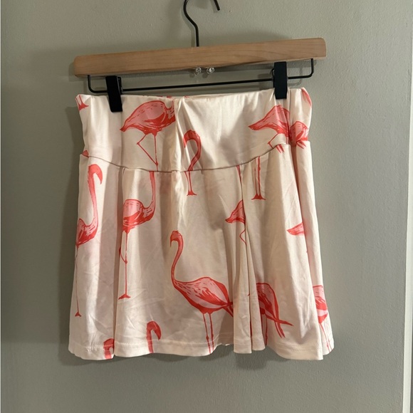 Flamingo Cream and Pink Pleated Mini Skater Skirt - Picture 2 of 6